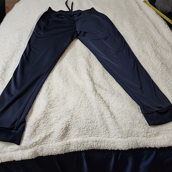 Adidas Soccer Pants Running Pants Navy Blue White Zip Bottom Legs Men's Medium - Picture 8 of 11